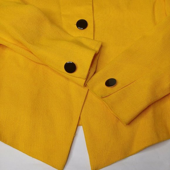 Vintage 80s Gilmor Womens 8 Blazer Button Floral Pocket Square Yellow Sunshine - Picture 4 of 12